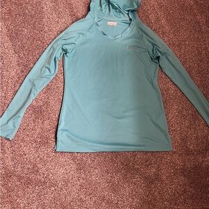 Columbia Teal Long-Sleeve Hooded Performance Top